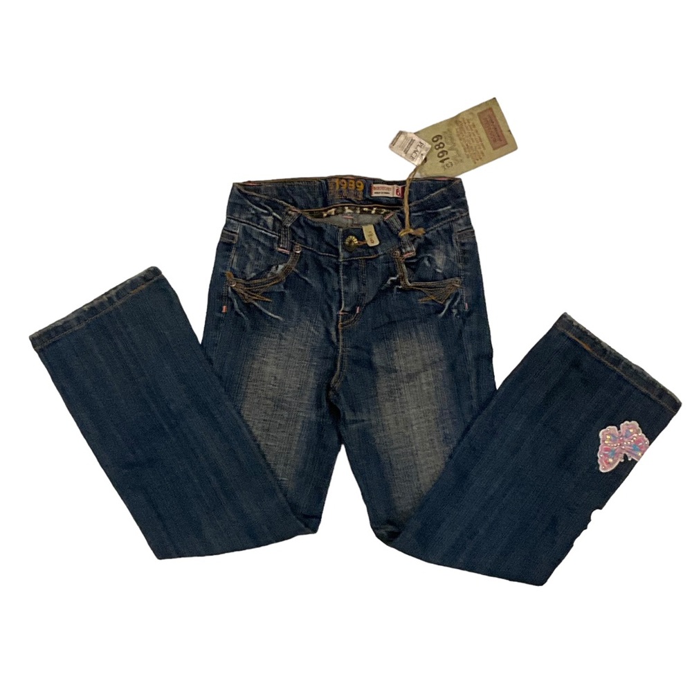 Children’s Place Bootleg Butterfly Jeweled Jeans NWT Size 6 Denim - Picture 10 of 14
